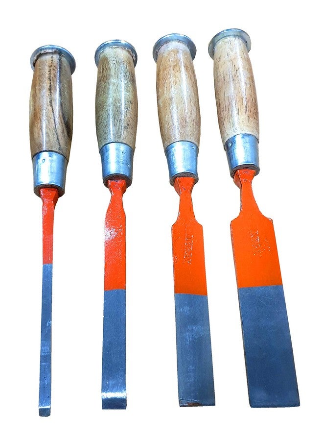Epraiser Sturdy Wooden Detachable Handle Chisel Set of 4 pcs (6mm, 12mm, 18mm, 22mm) for Chiseling Out Wood. - Image 1
